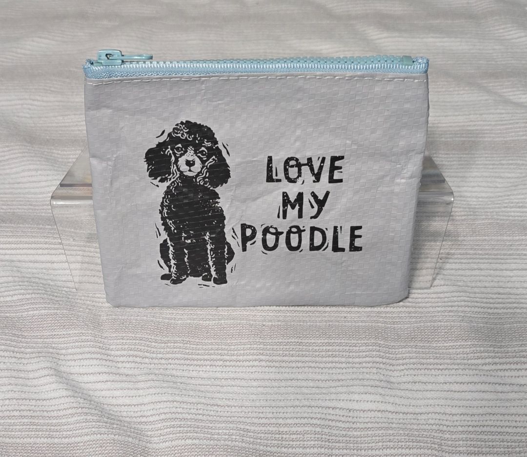 Gray Love My Poodle Zipper Pouch, 5" x 4.5"