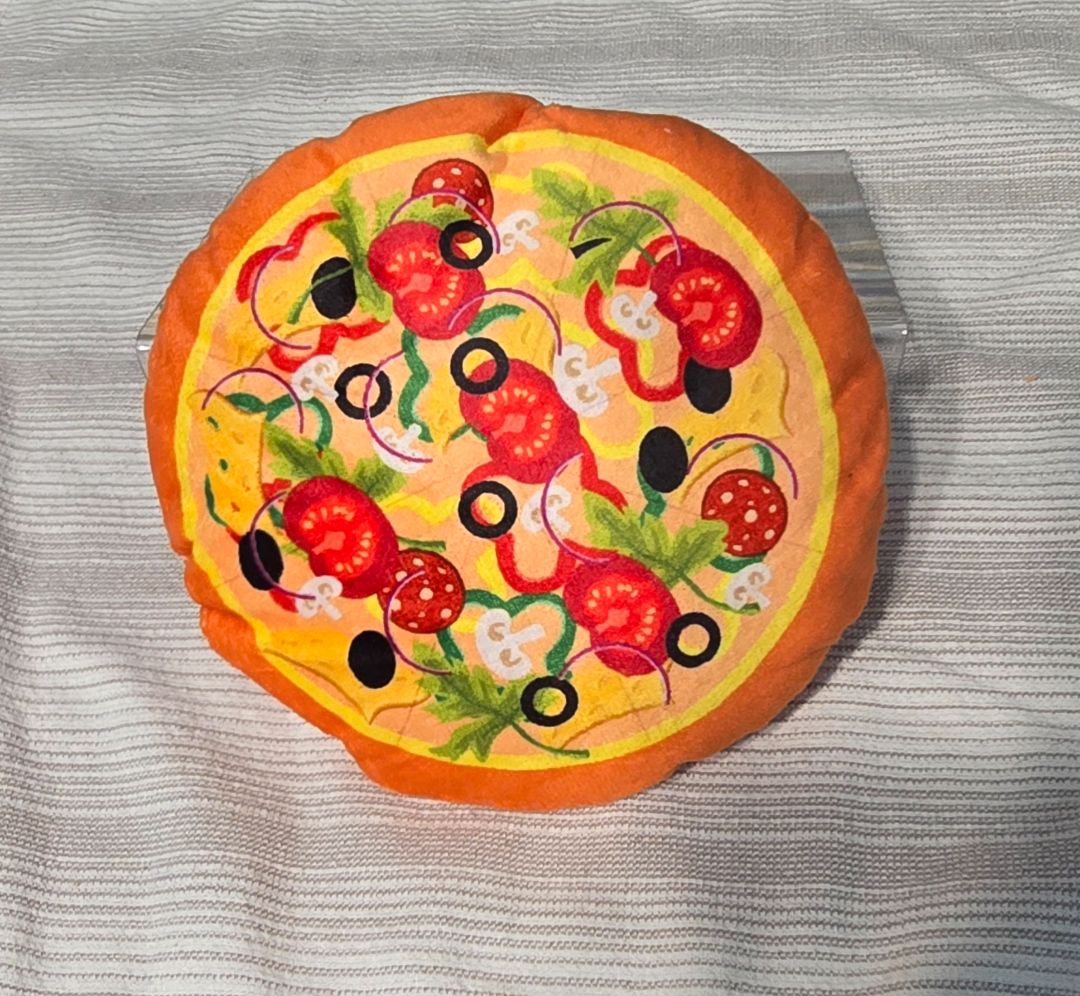 Orange w/ Pizza Toppings  Pizza Crinkle Toy, 6"