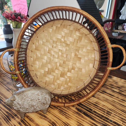 Decor Rattan/Bamboo Basket w/Handles