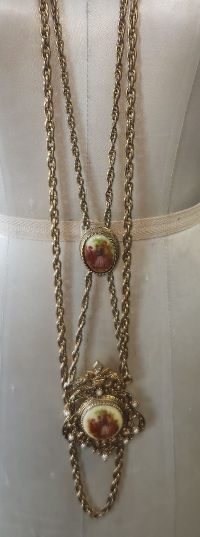 Vintage Double Strand Cameo Necklace