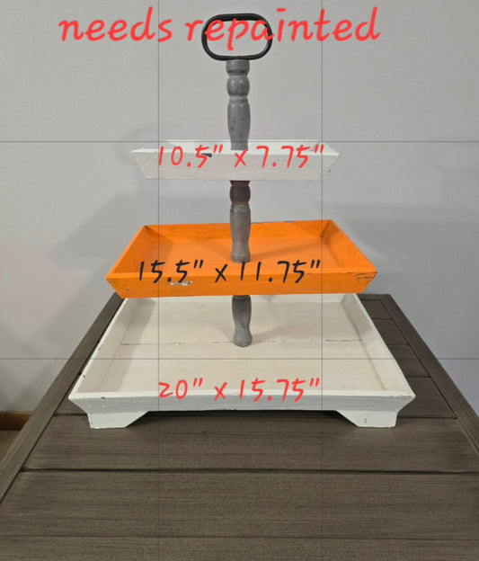 3 Tiered Tray,Gray/Orange, Amira’s closet