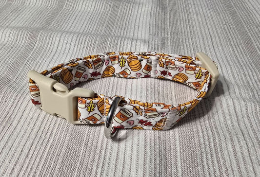 Fall Pumpkin Latte Collar, Small,White, Amira’s dog treats