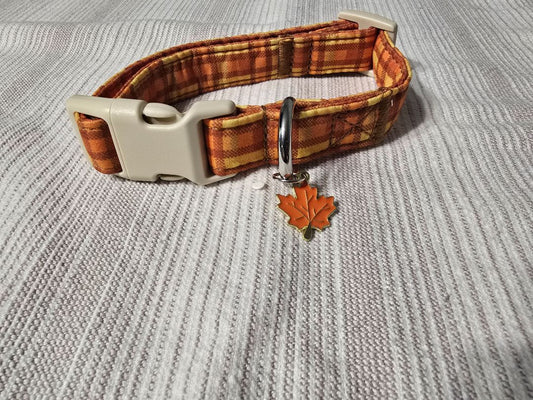 Collar, Small,Orange/Yellow Plaid, Amira’s dog treats