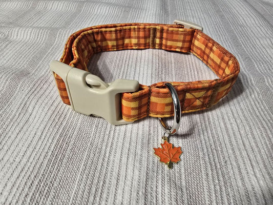 Collar, Medium,Orange/Yellow Plaid, Amira’s dog treats