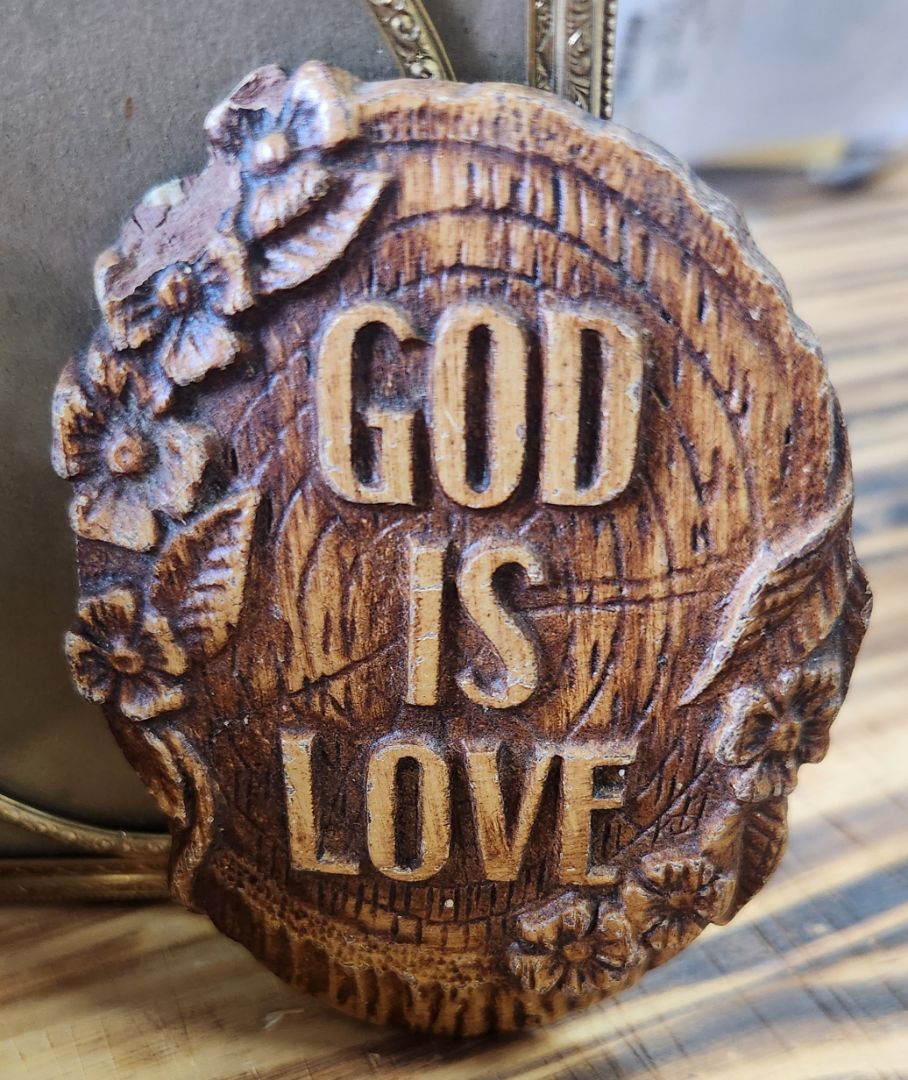 Vintage Syroco Wood Small God is Love