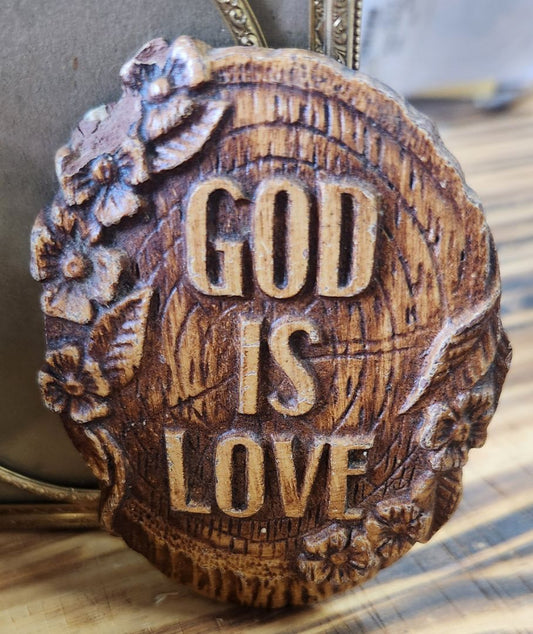 Vintage Syroco Wood Small God is Love