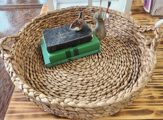 Decor Large Round Woven Basket w/Handles