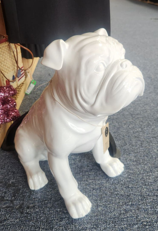 Z Gallerie Glossy White Ceramic Bulldog Decor, DCH Family LLC