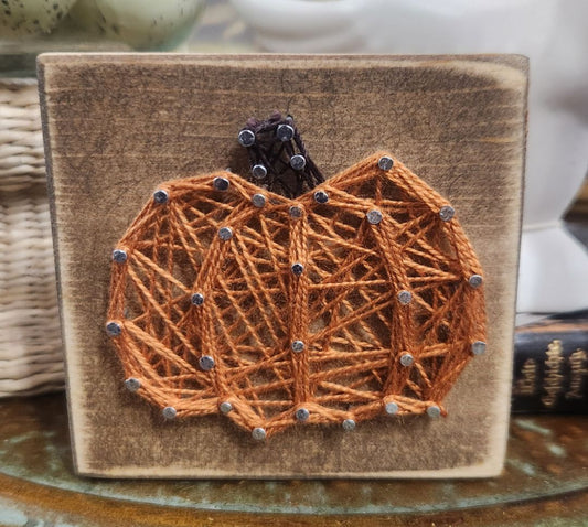 String Pumpkin on Wood Decor, DCH Family LLC