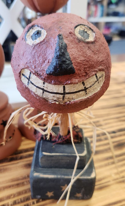 Halloween Decor Primitive Style JOL on Wood Base, DCH Family LLC