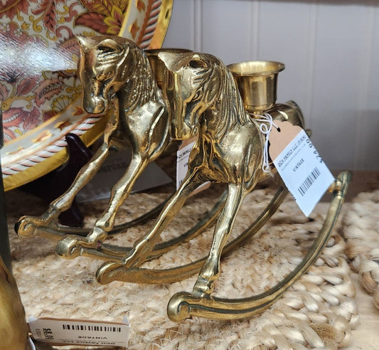 Solid Brass Rocking Horse/Candle Holder Vintage, DCH Family LLC (FIRM)