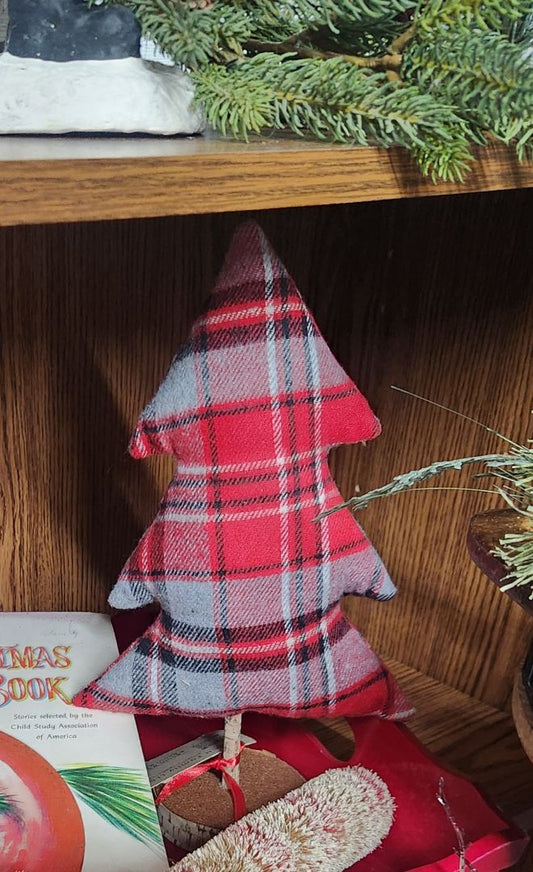 Plaid Christmas Tree w/Wood Base Holiday Decor, DCH Family LLC
