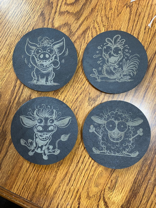 Funny animal coasters set of 4