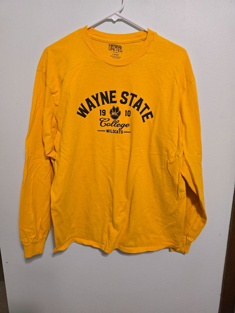 Campus United Wayne State Long Sleeve Tee, Large,Yellow, Megan P's Closet