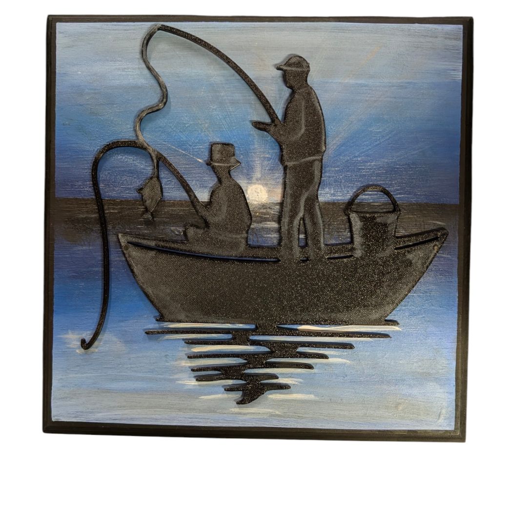 Wall art Sq blue boat
