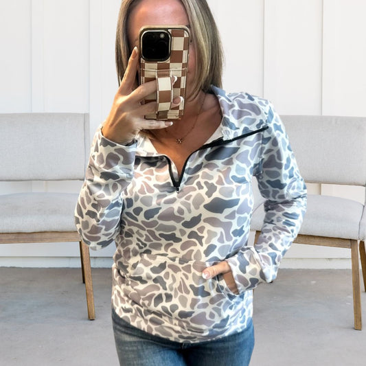 CAMO HALF ZIP LOVESOFT Clothed in Grace Iowa, X-Large