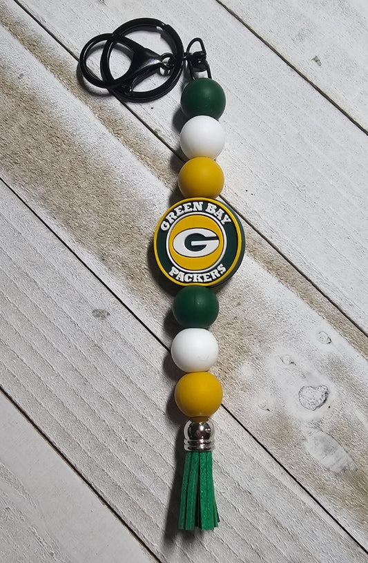 Green Bay Key Chain Crocheted creations by Amy, Adjustable