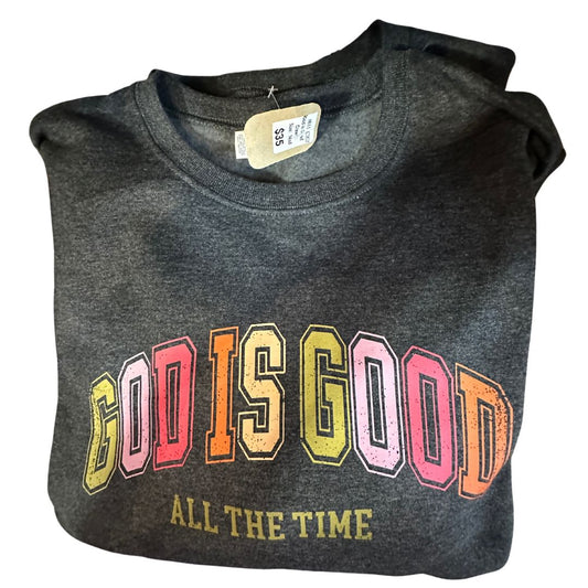 Grey God is Good Crew Clothed in Grace Iowa, Large