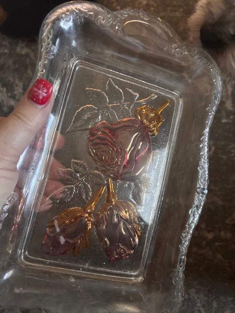 Goofus Glass Tray  Roses
