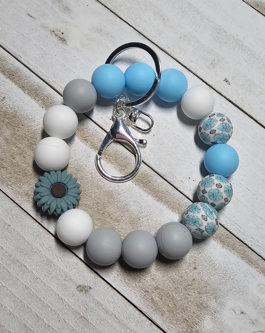 Gray Flower Key Chain Crocheted Creations by Amy