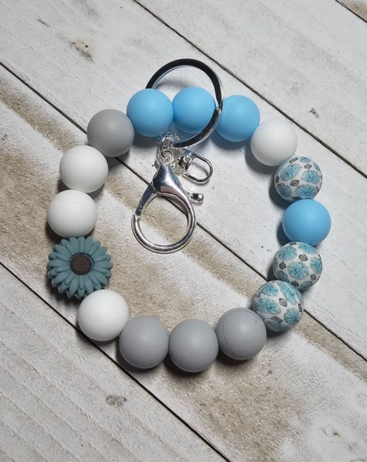 Gray Flower Key Chain Crocheted Creations by Amy