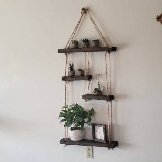 Wood/Twine N/A Hanging Shelf, 4 ft. Long x 21.5 Inch Wide