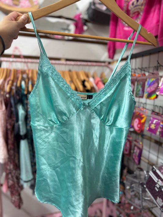 Blue Jolinesse Turquoise silky cami, large