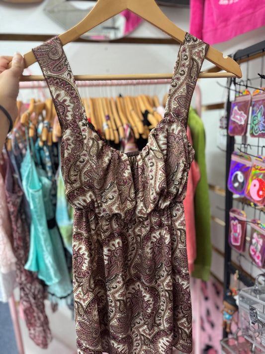 Agenda paisley babydoll tank top, medium