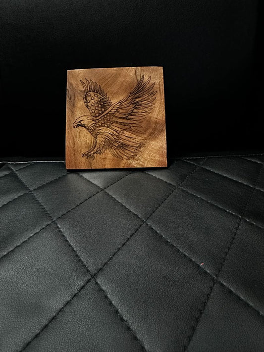 Wooden square coaster 3D Eagle, Designed Locally
