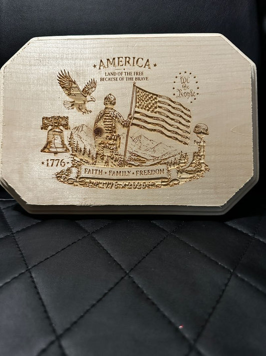 Wooden Plaque America 3D, Designed Locally