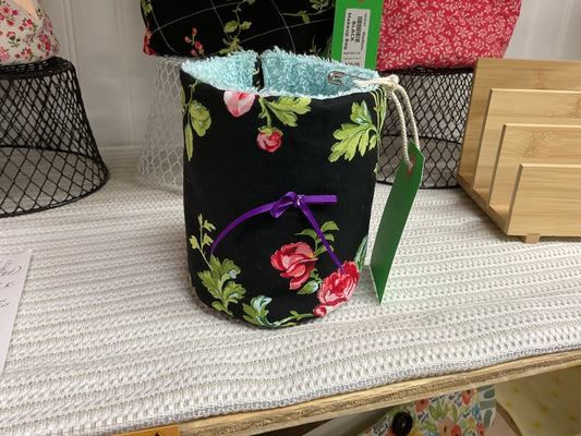 Black flowered  Bathroom Caddy, Small