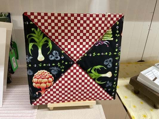 Red Checked Vegetable  Pot Holder, Large