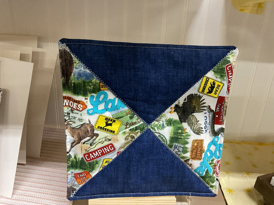 Lake themed/Dark Blue  Pot Holder, Large