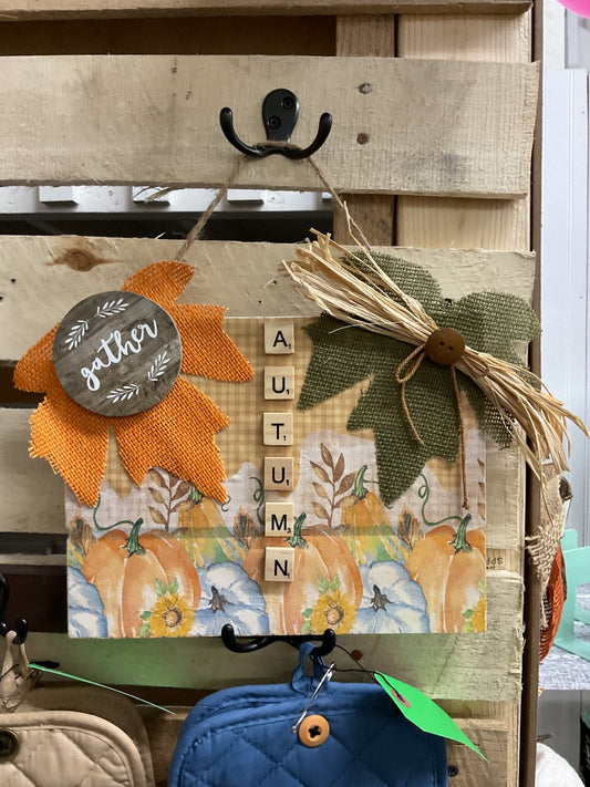 Orange/Green “Autumn” Fall Deco on Crate , 8 x 10