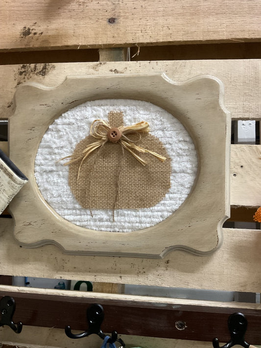 White Fabric Pumpkin Picture Frame , 8 x 10