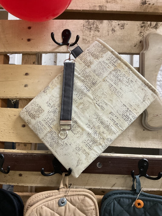 Cream/Brown Word Fabric Book Sleeve , 8.5 x 11