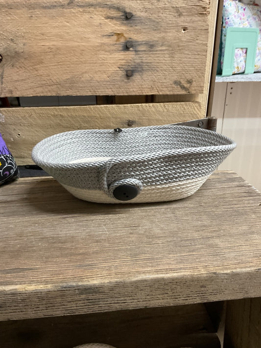 Gray /White Rope Basket , Medium