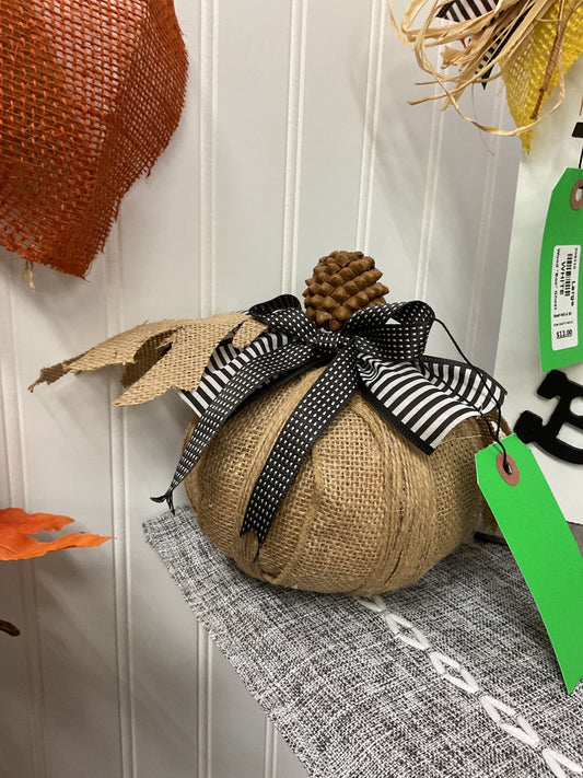 Brown Burlap Fabric Pumpkin , Small