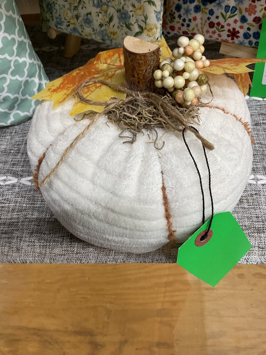 White Fabric Pumpkin , Large