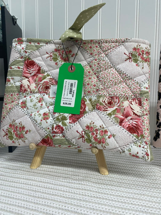 Sage w/ pink flower  Bible/Book Sleeve, Large