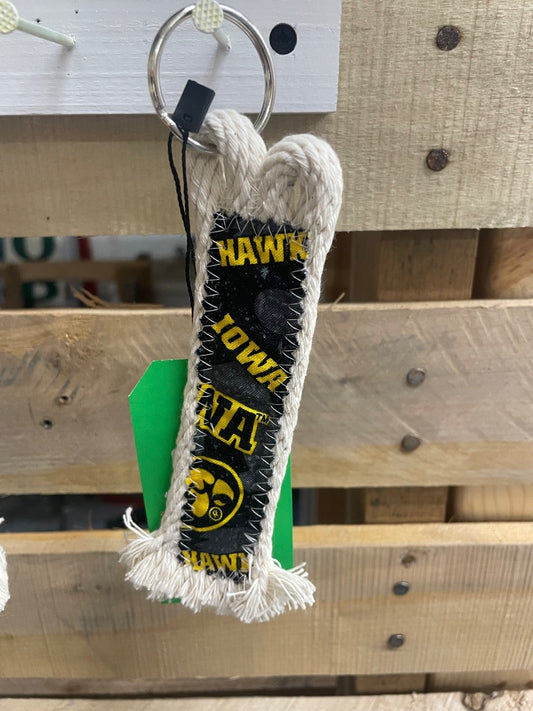 Iowa Black/Yellow  Rope Key Ring, Small