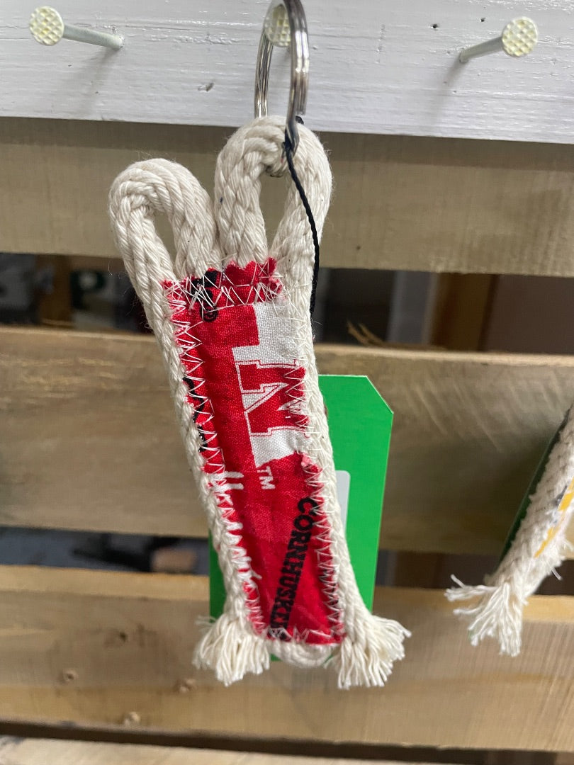 Nebraska Red  Rope Key Ring, Small