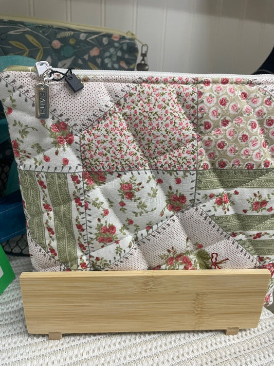 Red Rose/Sage  Makeup Bag, Medium