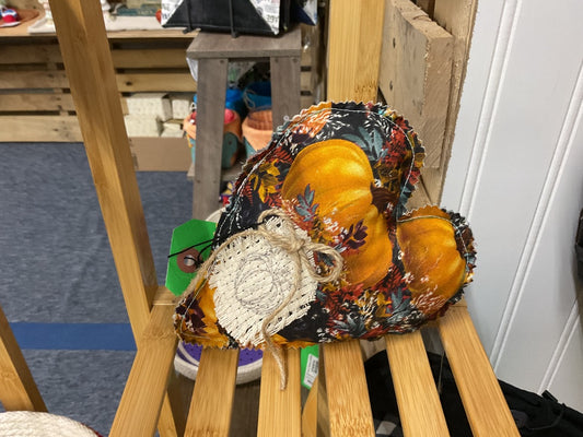 Fabric Pumpkin Heart Bowl Filler , Small