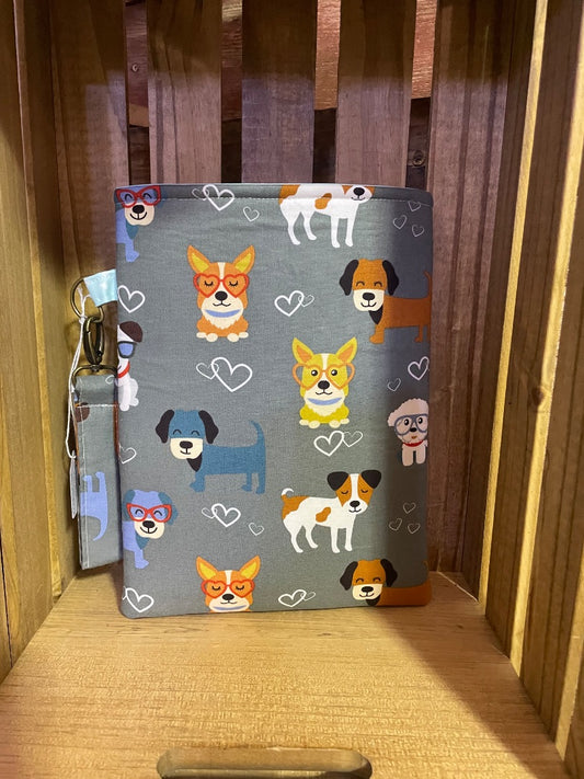 Sage/dog print Book Sleeve , 8.5 x 11