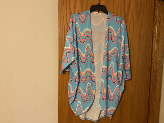 Light Blue w/ strips Women’s (Lime & Chili) Light Jacket/Sweater, Medium