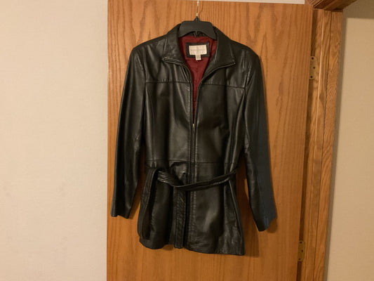 Black Worthington Women’s Leather Coat, Large