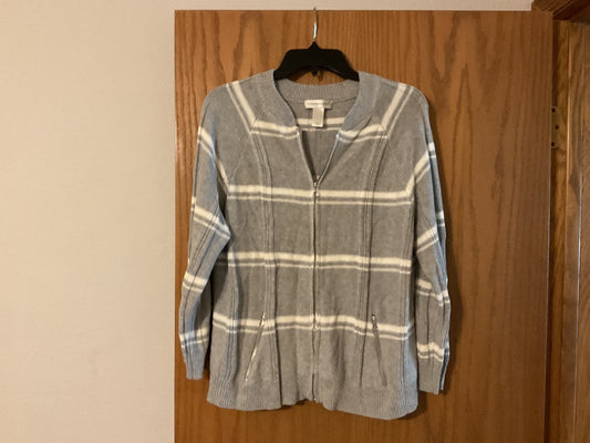 Gray and White Christopher & Banks Women’s Sweater, Large