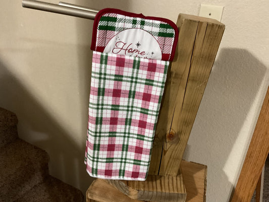 Maroon “Home” Kitchen Towel w/ Pot Holder