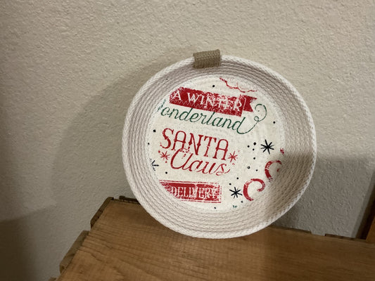 Cream/Red Santa Claus Rope basket, Medium